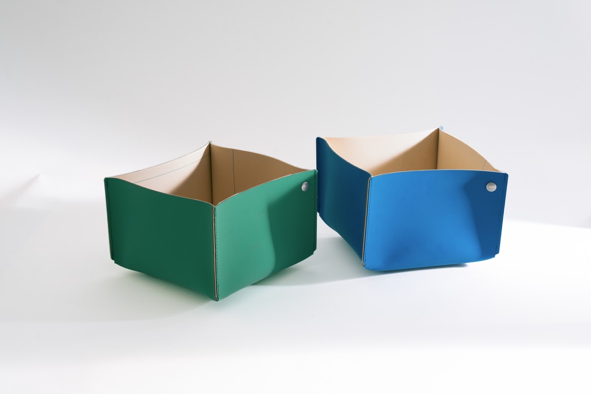  Roterfaden Handgenähte Boxen aus Recyclingmaterial Drucktuch für Papeterie Utensilien und Gegenstände - made in Germany