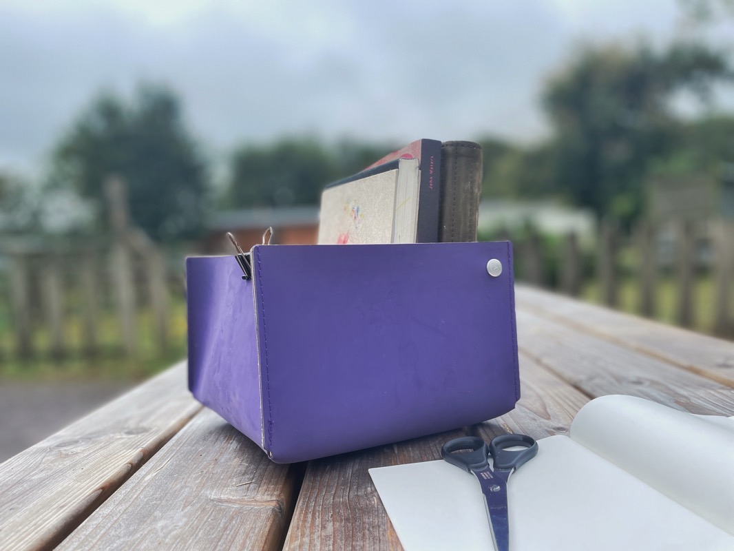 Roterfaden Hand sewn boxes from recycled material printing blanket for stationery utensils and items - made in Germany