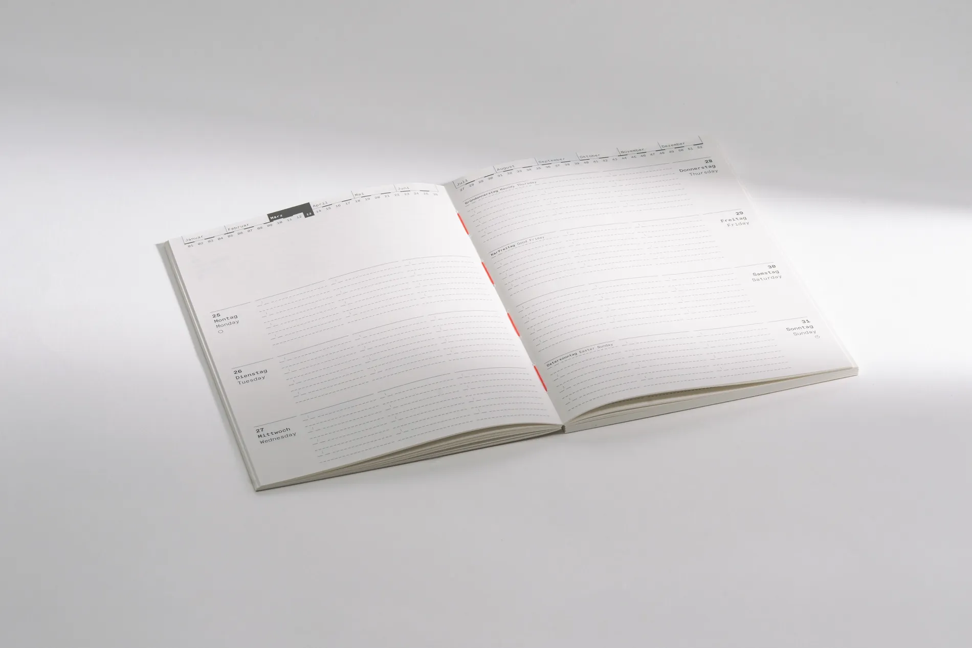 Roterfaden Taschenbegleiter Jahreskalender 2024 Format A5 - Innenseitenansicht